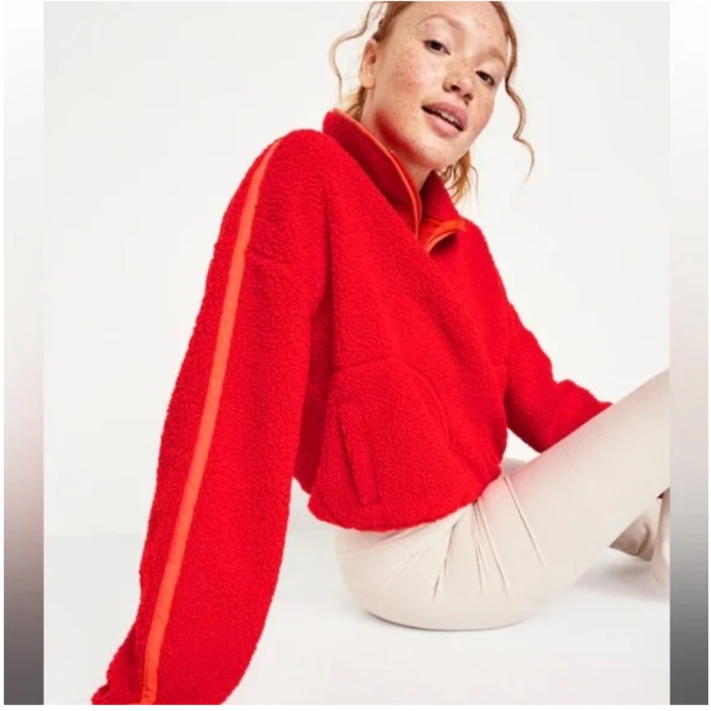 OLD NAVY Cropped Sherpa 1/4 Zip
